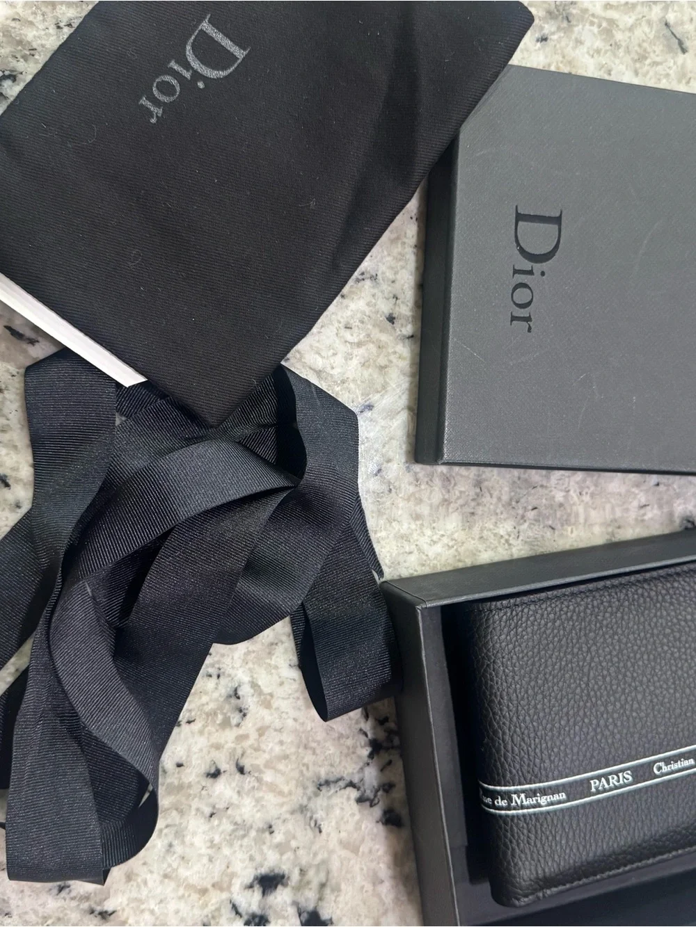 Rare Christian Dior Atelier Black Pebbled Leather Bi-Fold Wallet